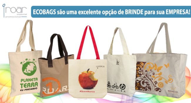 ecobags são uma escelente opcao de brinde para sua empresa Roar mochilas personalizadas e material promocional