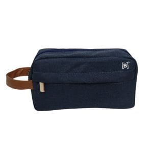 Necessaire azul com alça em couro